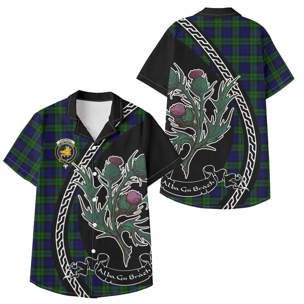 ScotsTee Shop Campbell Family Crest Tartan Kid Hawaiian Shirt Alba Thistle Inspired
