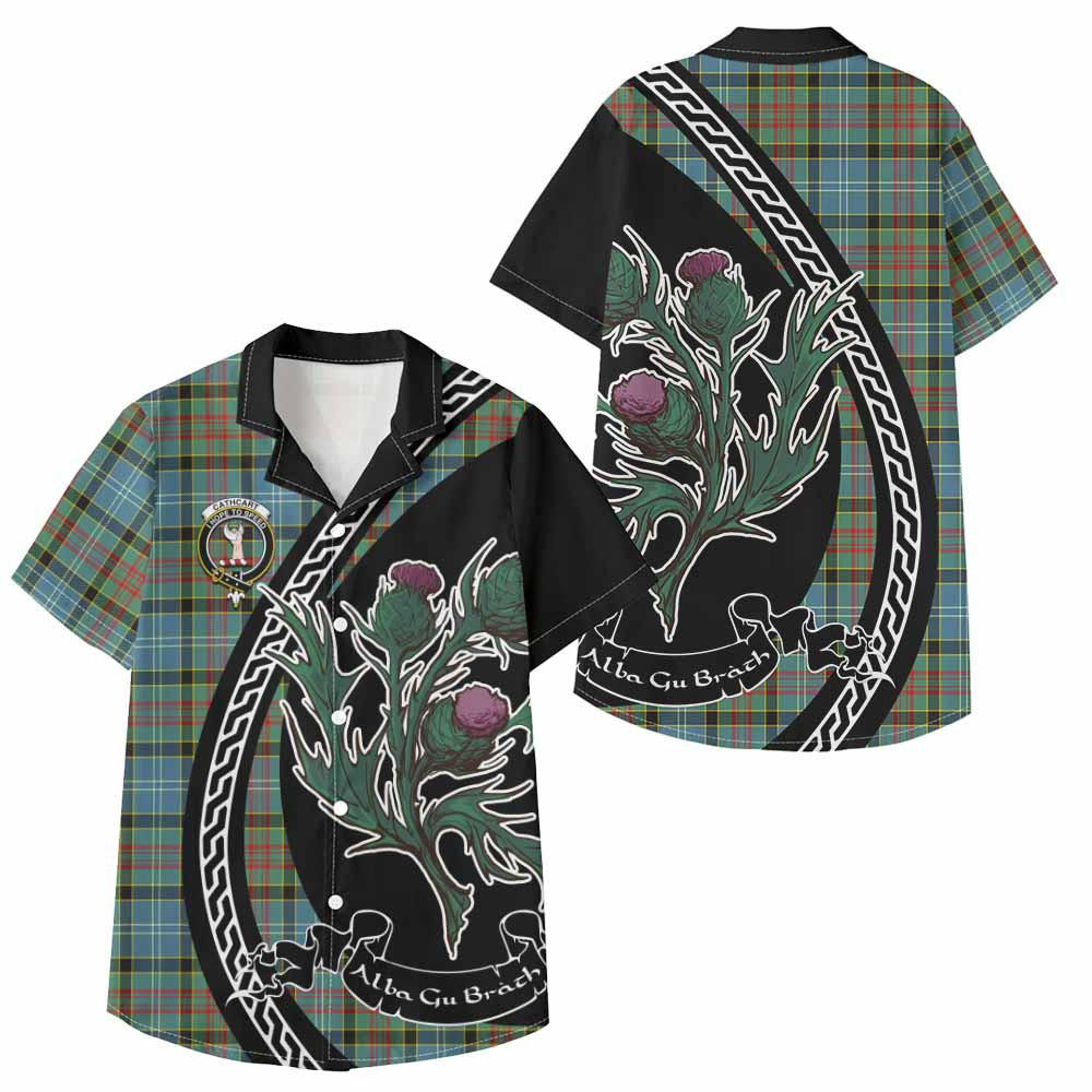 ScotsTee Shop Cathcart Family Crest Tartan Kid Hawaiian Shirt Alba Thistle Inspired