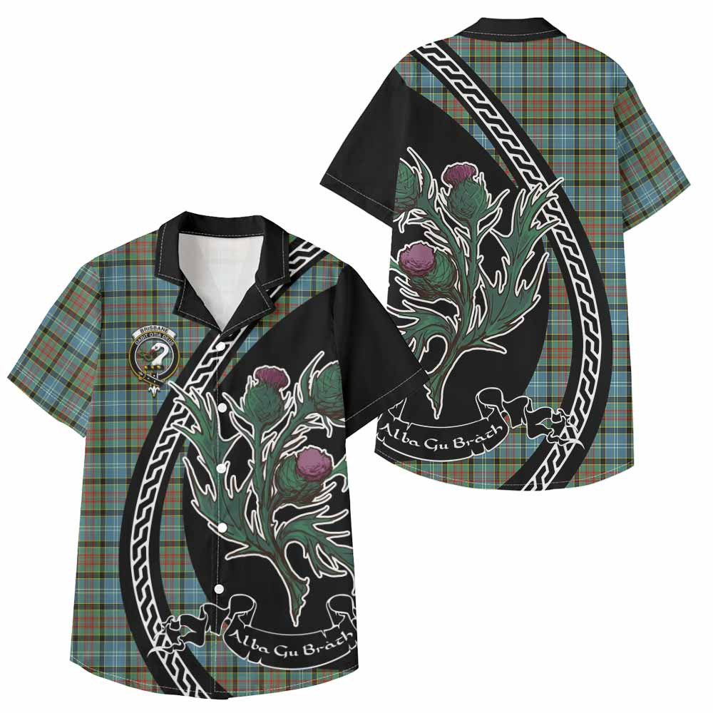 ScotsTee Shop Brisbane Family Crest Tartan Kid Hawaiian Shirt Alba Thistle Inspired