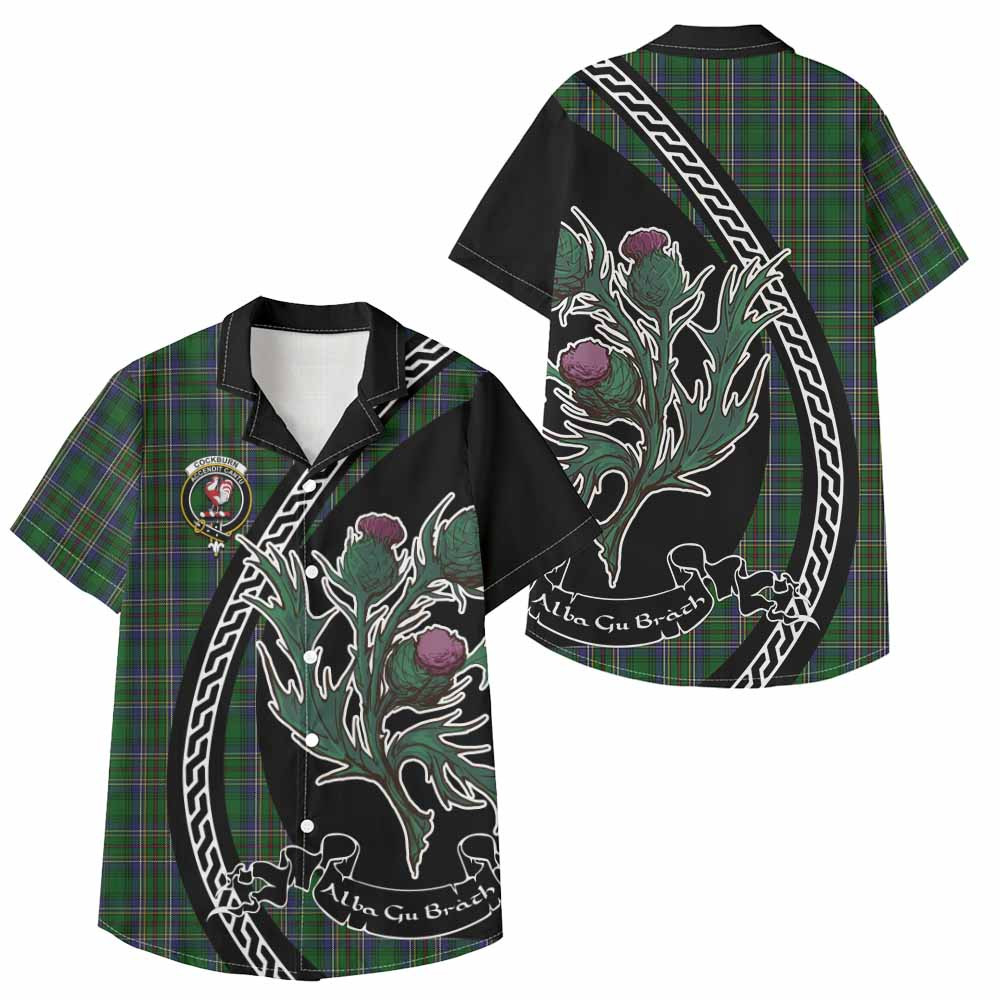 ScotsTee Shop Cockburn Family Crest Tartan Kid Hawaiian Shirt Alba Thistle Inspired