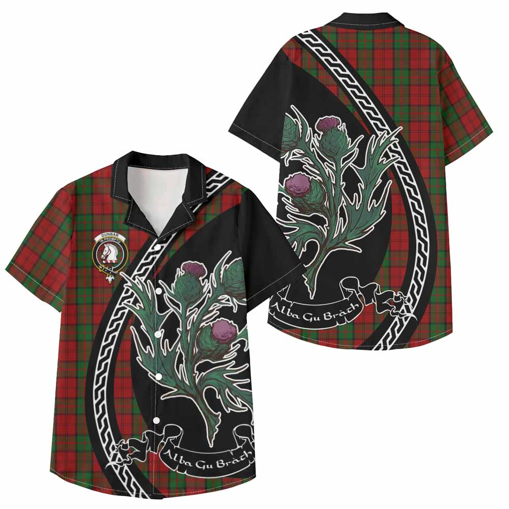 ScotsTee Shop Dunbar Family Crest Tartan Kid Hawaiian Shirt Alba Thistle Inspired