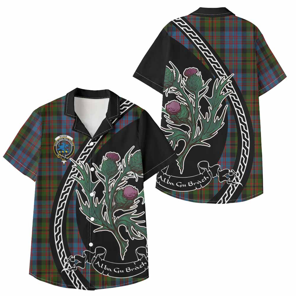 ScotsTee Shop Bowie Family Crest Tartan Kid Hawaiian Shirt Alba Thistle Inspired