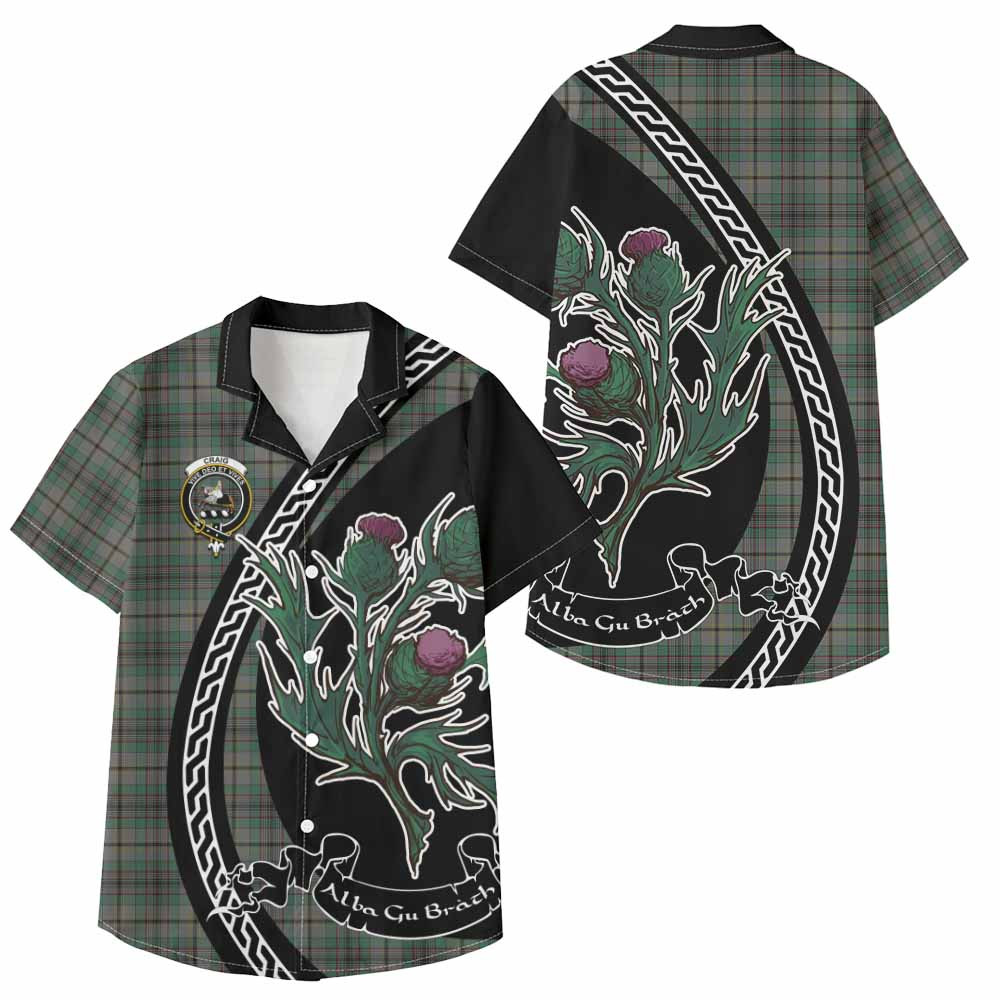 ScotsTee Shop Craig Family Crest Tartan Kid Hawaiian Shirt Alba Thistle Inspired