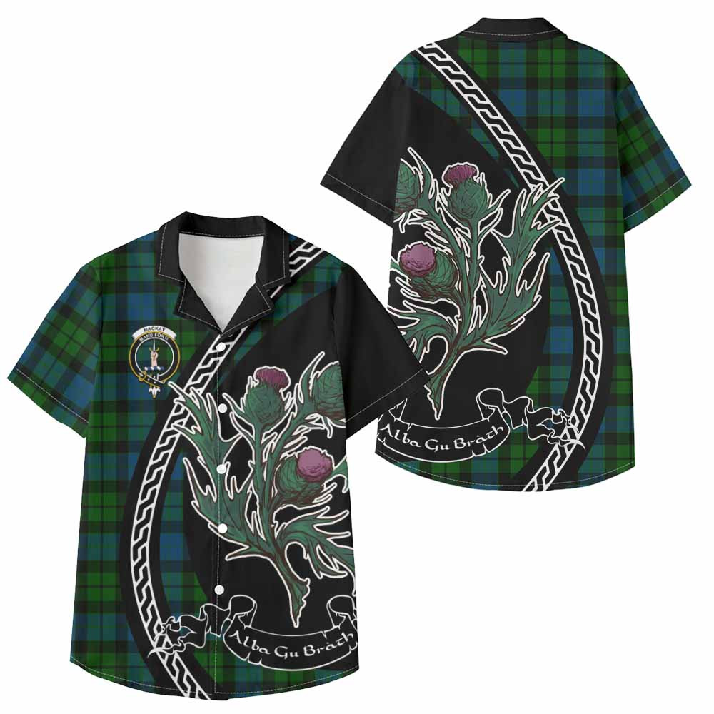 ScotsTee Shop MacKay (McKay) Family Crest Tartan Kid Hawaiian Shirt Alba Thistle Inspired