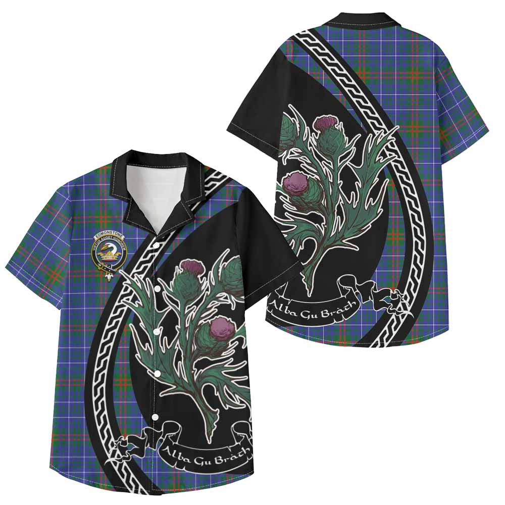 ScotsTee Shop Edmonstone Family Crest Tartan Kid Hawaiian Shirt Alba Thistle Inspired