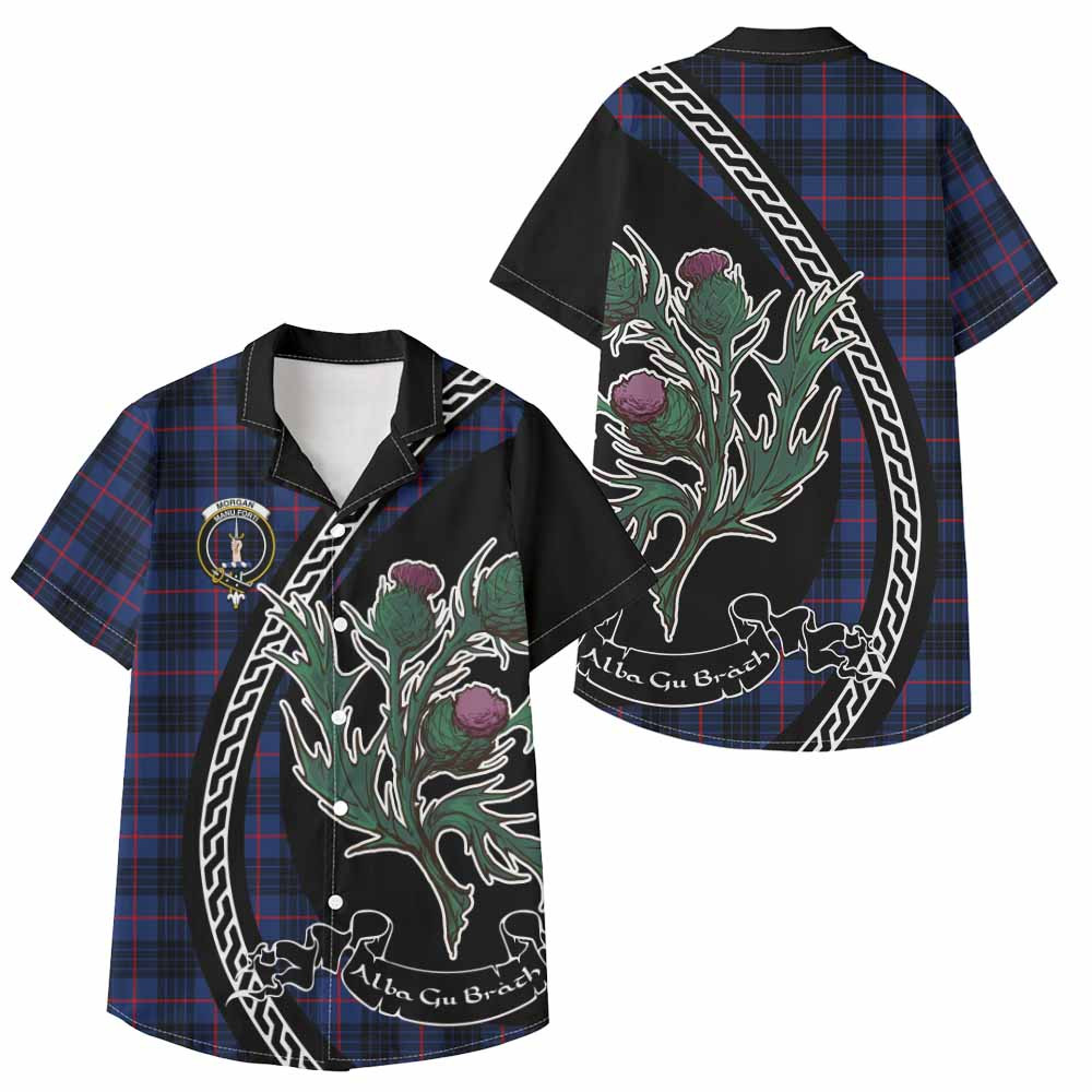 ScotsTee Shop Morgan Family Crest Tartan Kid Hawaiian Shirt Alba Thistle Inspired