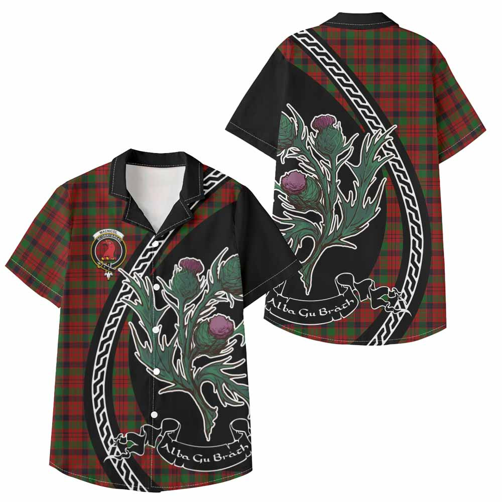 ScotsTee Shop MacNicol (McNicol) Family Crest Tartan Kid Hawaiian Shirt Alba Thistle Inspired