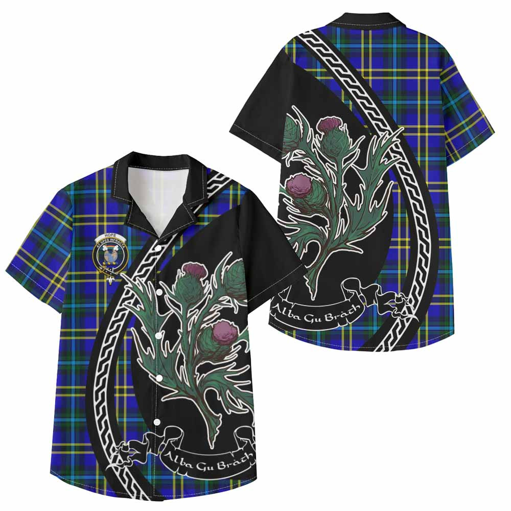 ScotsTee Shop Hope Family Crest Tartan Kid Hawaiian Shirt Alba Thistle Inspired