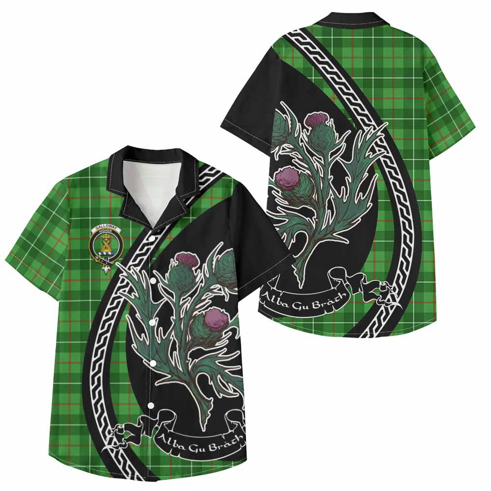 ScotsTee Shop Galloway Family Crest Tartan Kid Hawaiian Shirt Alba Thistle Inspired