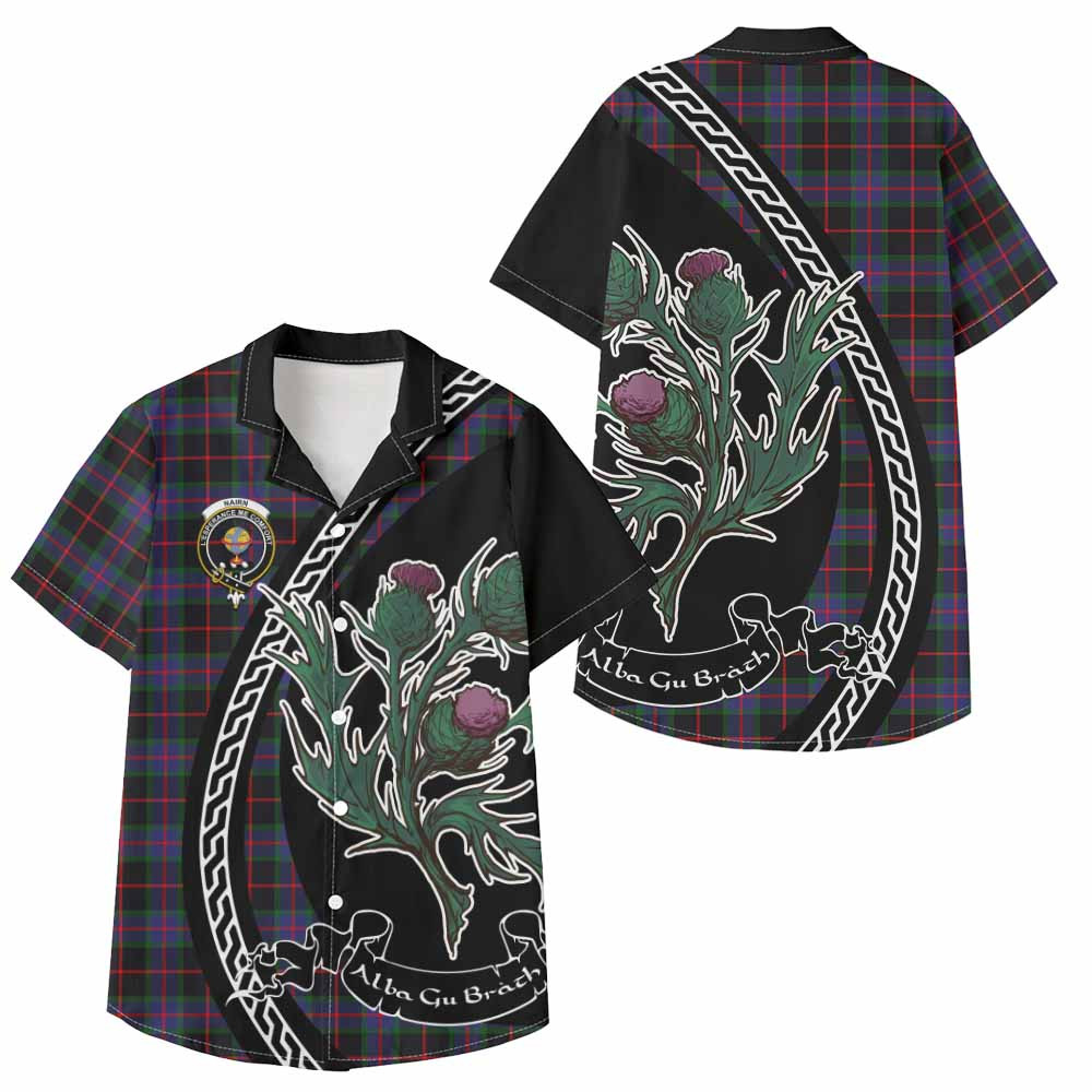 ScotsTee Shop Nairn Family Crest Tartan Kid Hawaiian Shirt Alba Thistle Inspired