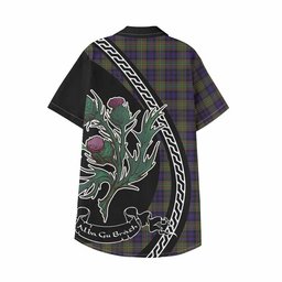 ScotsTee Shop MacLellan (McLellan) Family Crest Tartan Kid Hawaiian Shirt Alba Thistle Inspired