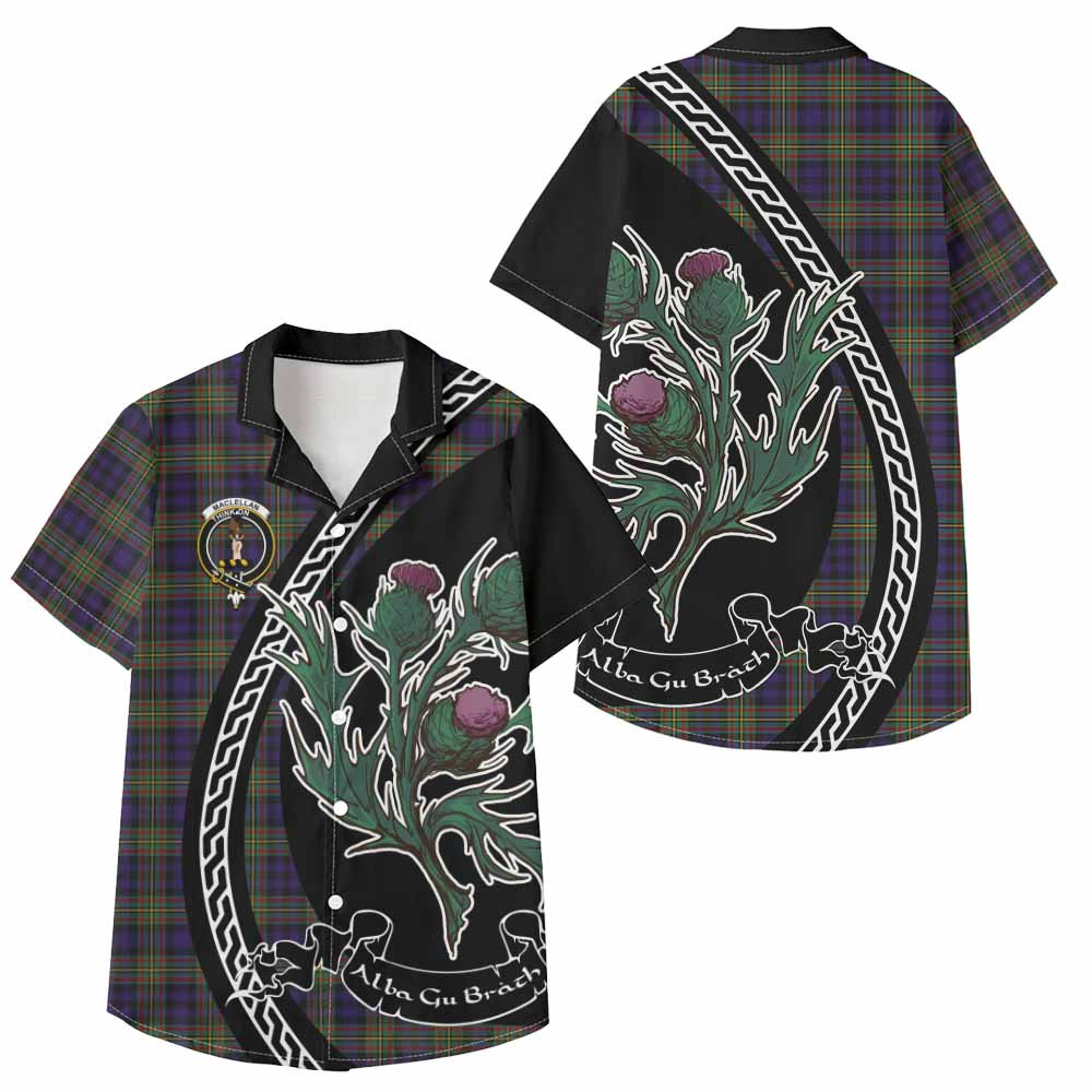 ScotsTee Shop MacLellan (McLellan) Family Crest Tartan Kid Hawaiian Shirt Alba Thistle Inspired