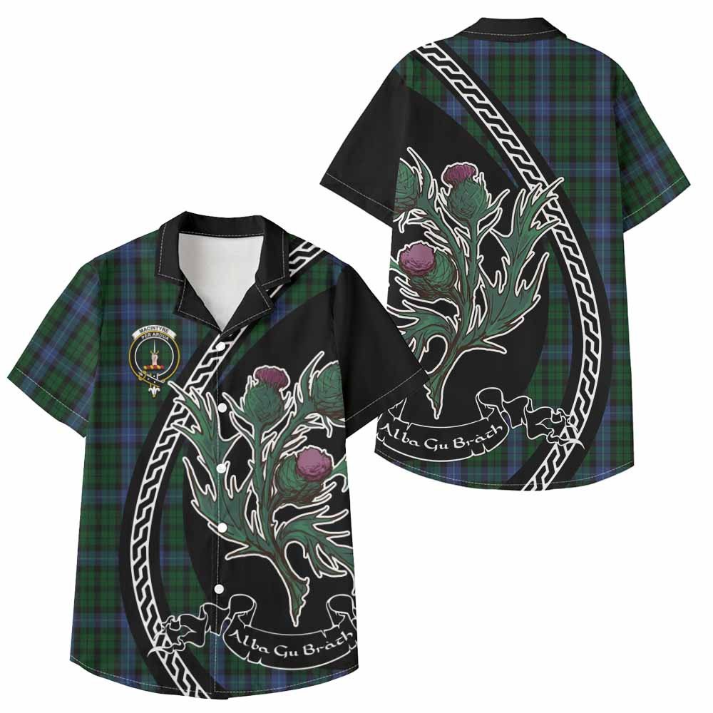 ScotsTee Shop MacIntyre (McIntyre) Family Crest Tartan Kid Hawaiian Shirt Alba Thistle Inspired