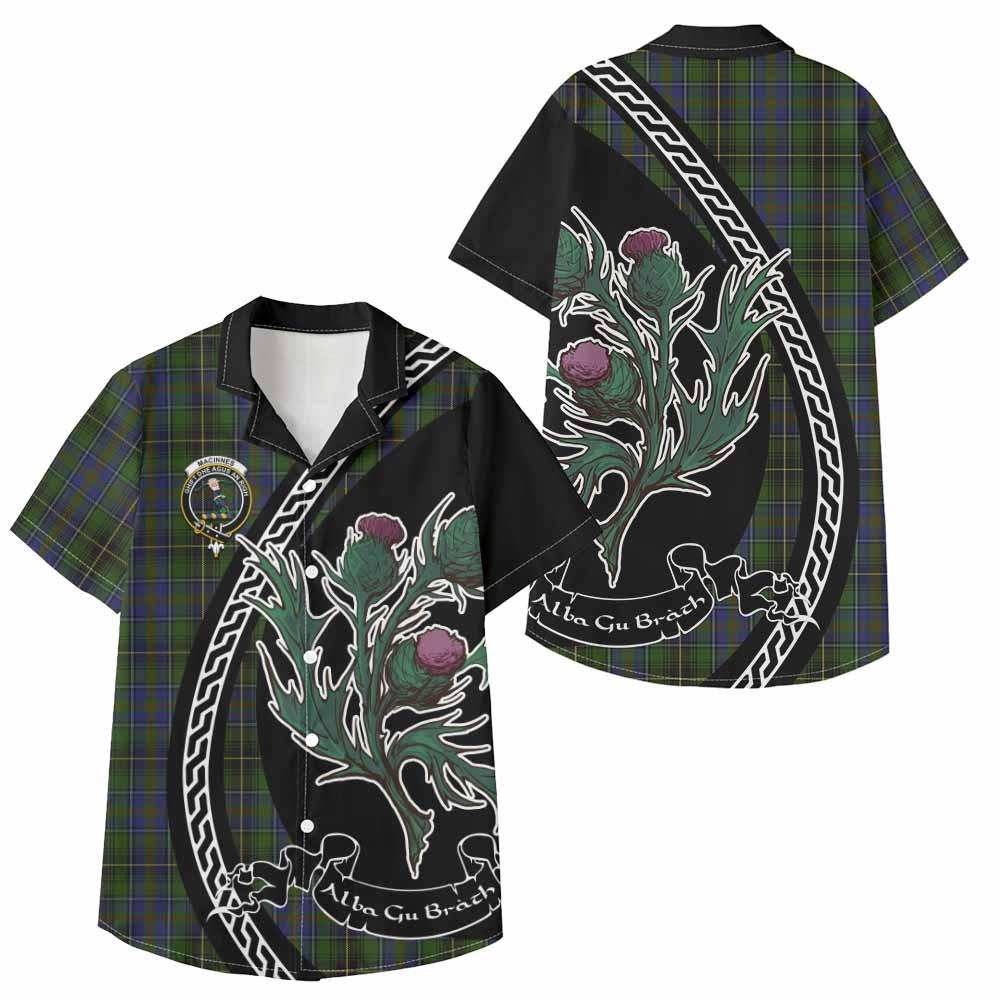 ScotsTee Shop MacInnes (McInnes) Family Crest Tartan Kid Hawaiian Shirt Alba Thistle Inspired