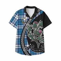 ScotsTee Shop Hutton Family Crest Tartan Kid Hawaiian Shirt Alba Thistle Inspired