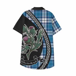 ScotsTee Shop Hutton Family Crest Tartan Kid Hawaiian Shirt Alba Thistle Inspired