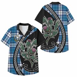 ScotsTee Shop Hutton Family Crest Tartan Kid Hawaiian Shirt Alba Thistle Inspired