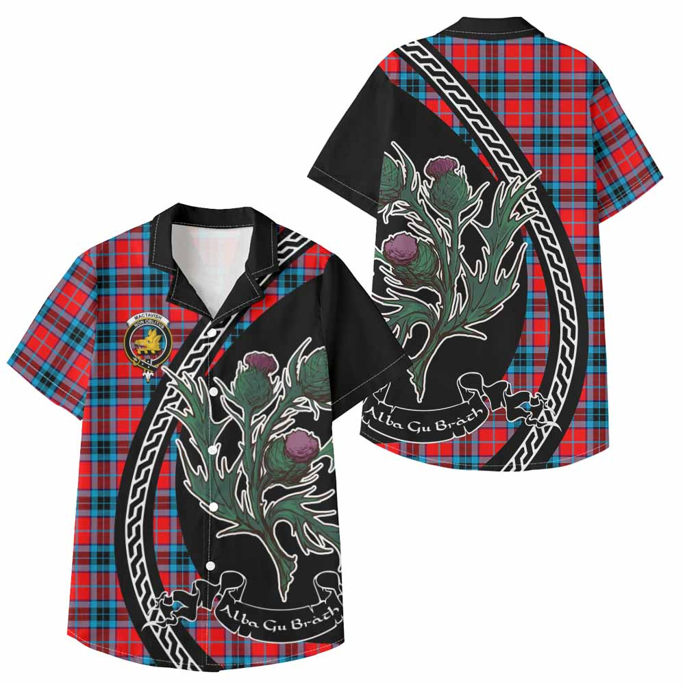 ScotsTee Shop MacTavish (McTavish) Family Crest Tartan Kid Hawaiian Shirt Alba Thistle Inspired