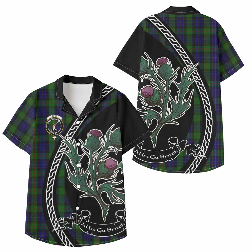 ScotsTee Shop Gunn Family Crest Tartan Kid Hawaiian Shirt Alba Thistle Inspired
