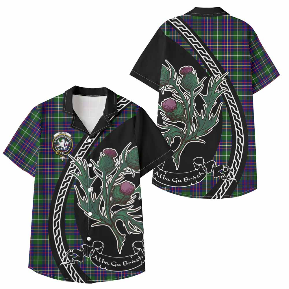 ScotsTee Shop Inglis Family Crest Tartan Kid Hawaiian Shirt Alba Thistle Inspired