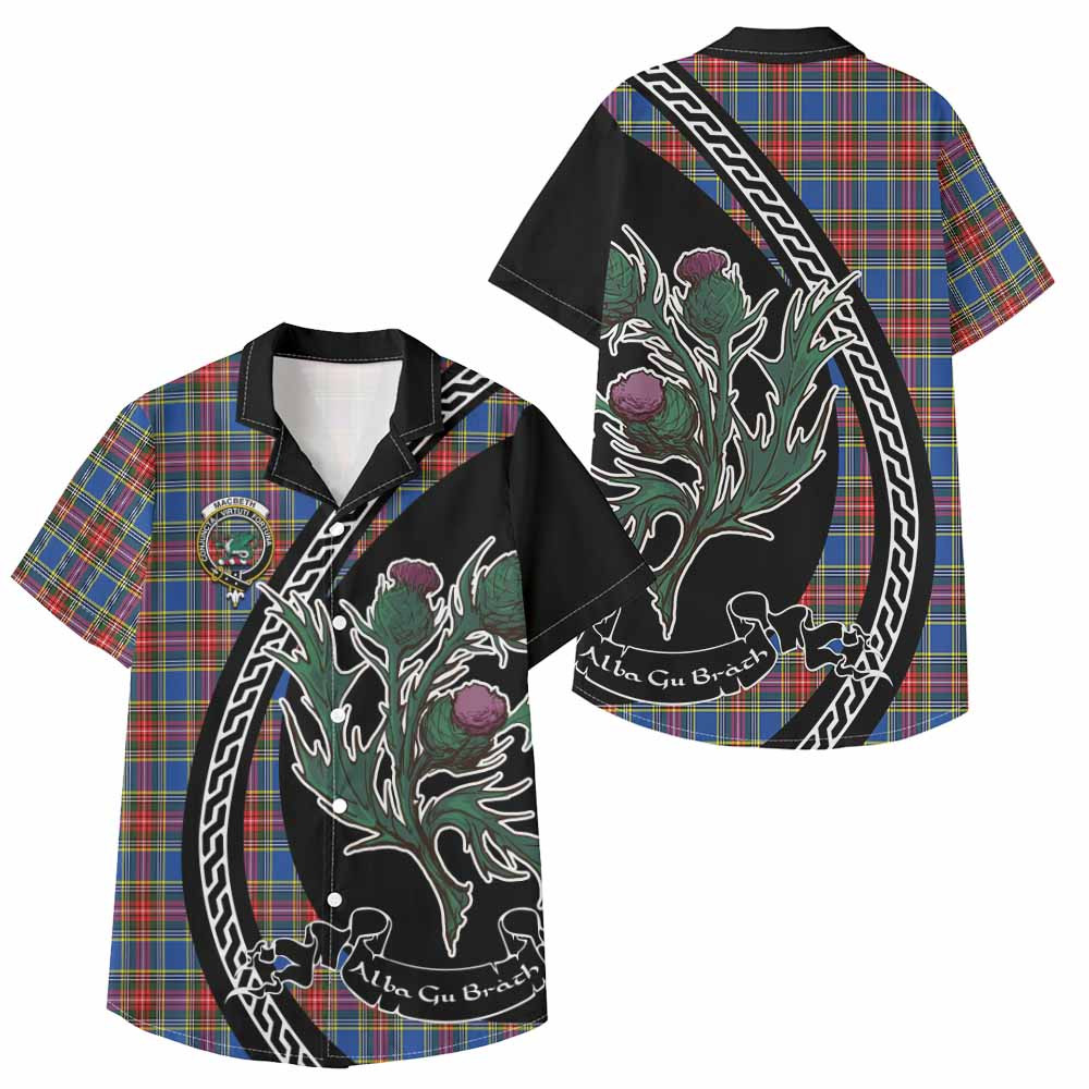 ScotsTee Shop MacBeth (McBeth) Family Crest Tartan Kid Hawaiian Shirt Alba Thistle Inspired