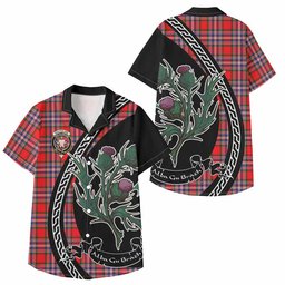 ScotsTee Shop MacFarlane (McFarlane) Family Crest Tartan Kid Hawaiian Shirt Alba Thistle Inspired