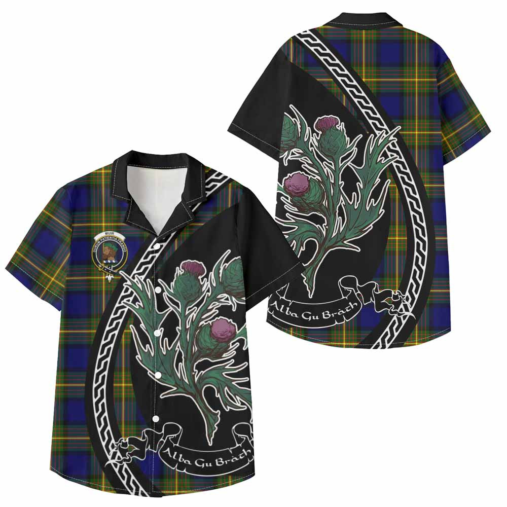 ScotsTee Shop Muir Family Crest Tartan Kid Hawaiian Shirt Alba Thistle Inspired
