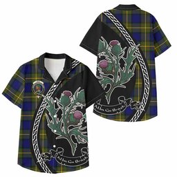ScotsTee Shop Muir Family Crest Tartan Kid Hawaiian Shirt Alba Thistle Inspired