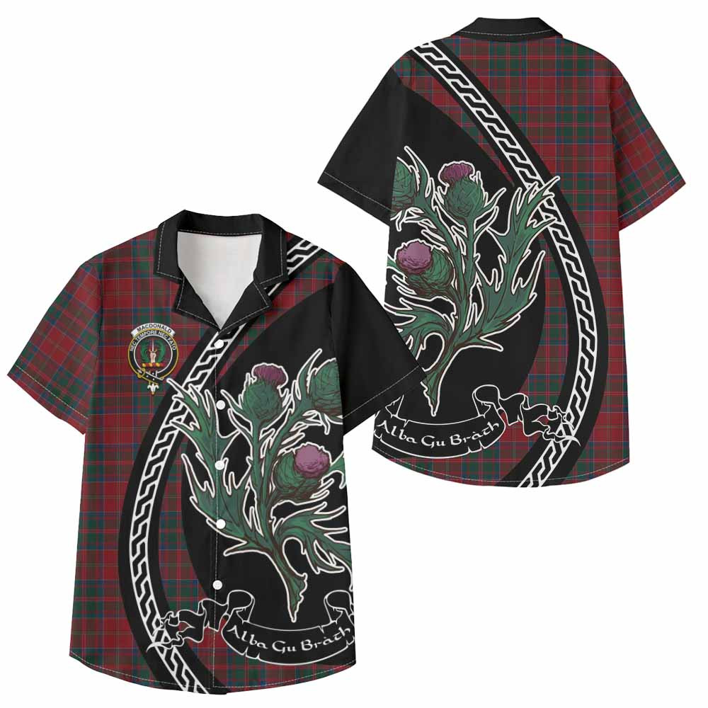 ScotsTee Shop MacDonald (McDonald) of Glencoe Family Crest Tartan Kid Hawaiian Shirt Alba Thistle Inspired