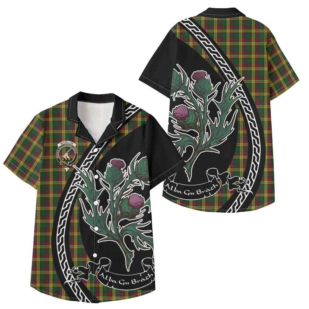 ScotsTee Shop MacMillan (McMillan) Family Crest Tartan Kid Hawaiian Shirt Alba Thistle Inspired