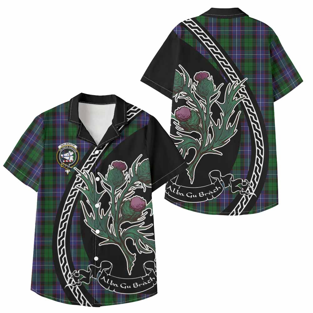 ScotsTee Shop Galbraith Family Crest Tartan Kid Hawaiian Shirt Alba Thistle Inspired