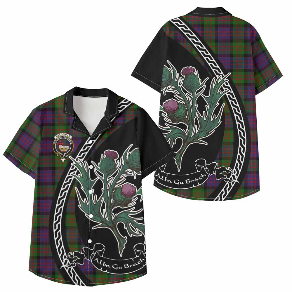 ScotsTee Shop MacDonald (McDonald) Family Crest Tartan Kid Hawaiian Shirt Alba Thistle Inspired