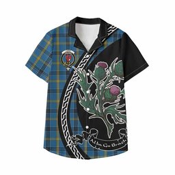 ScotsTee Shop Laing Family Crest Tartan Kid Hawaiian Shirt Alba Thistle Inspired