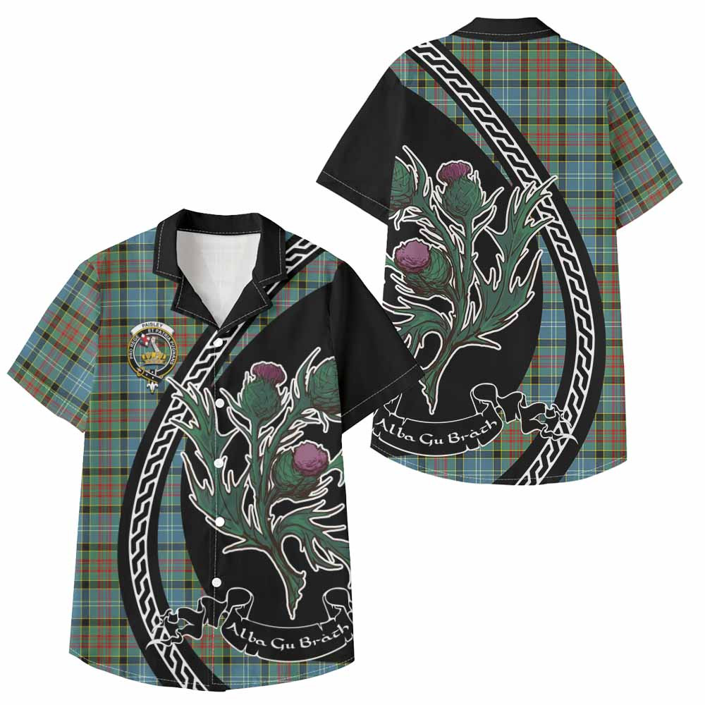 ScotsTee Shop Paisley Family Crest Tartan Kid Hawaiian Shirt Alba Thistle Inspired