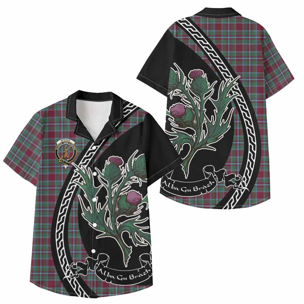 ScotsTee Shop Spence (Spens) Family Crest Tartan Kid Hawaiian Shirt Alba Thistle Inspired