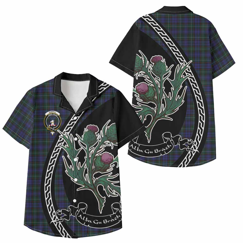 ScotsTee Shop Sempill (Semple) Family Crest Tartan Kid Hawaiian Shirt Alba Thistle Inspired