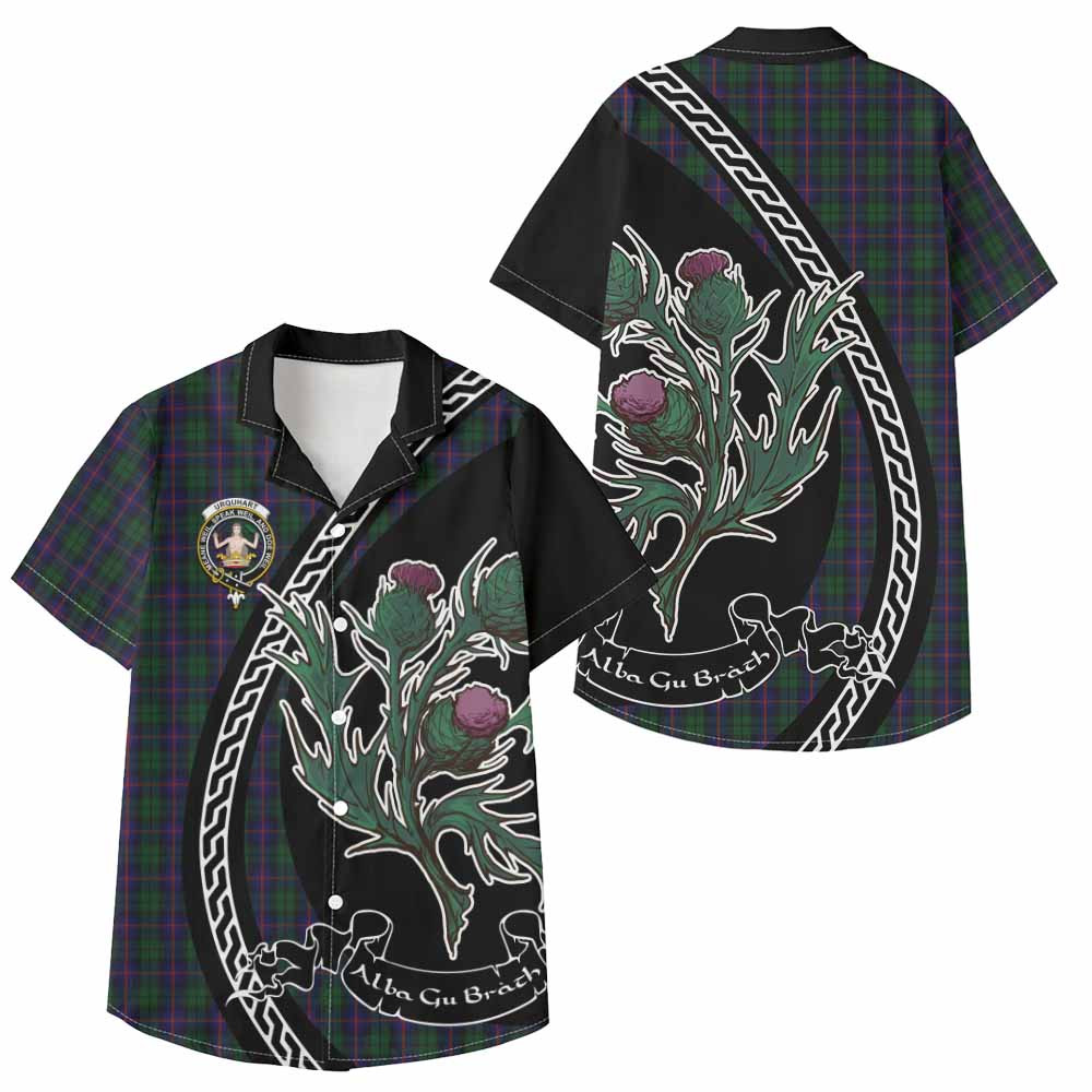 ScotsTee Shop Urquhart Family Crest Tartan Kid Hawaiian Shirt Alba Thistle Inspired