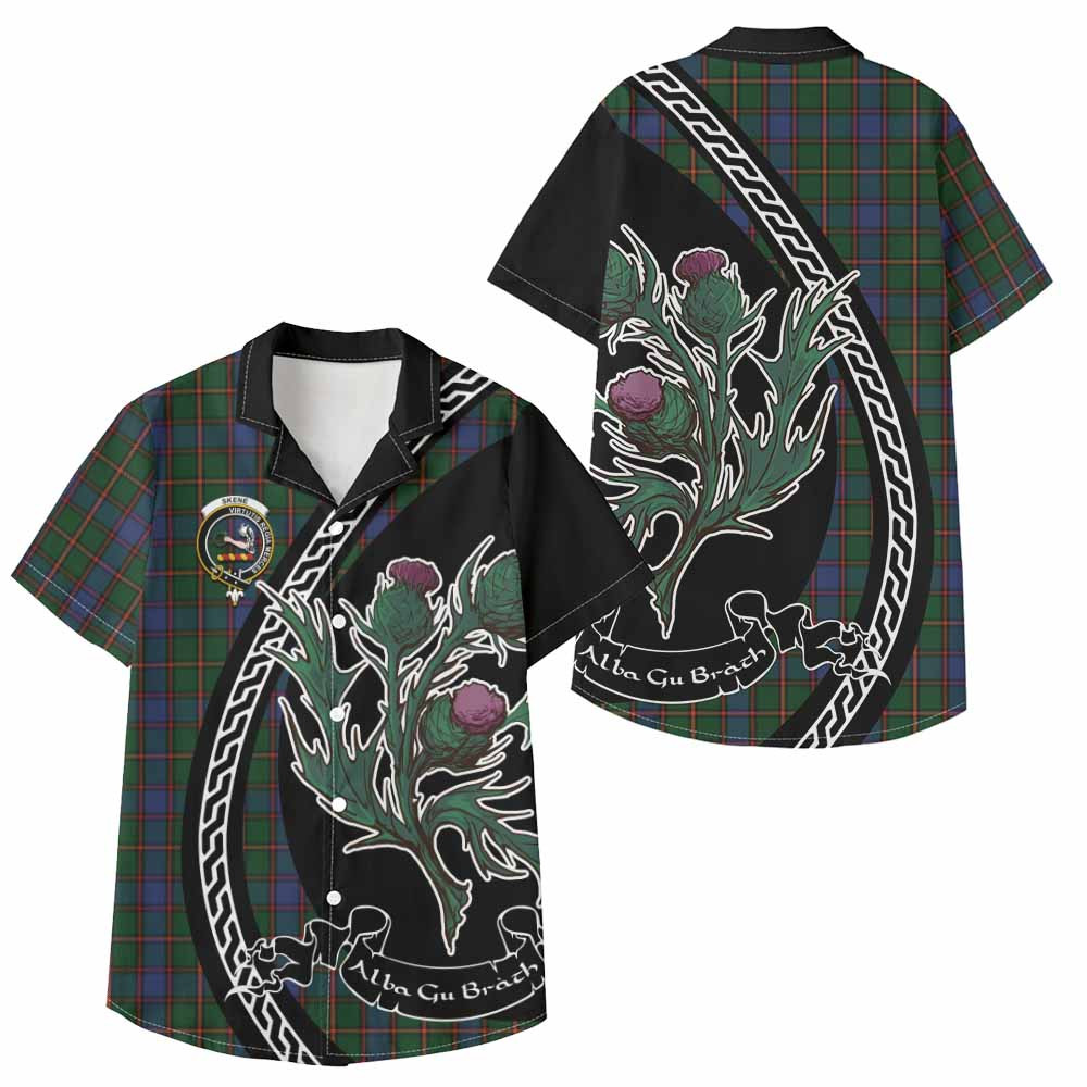 ScotsTee Shop Skene Family Crest Tartan Kid Hawaiian Shirt Alba Thistle Inspired