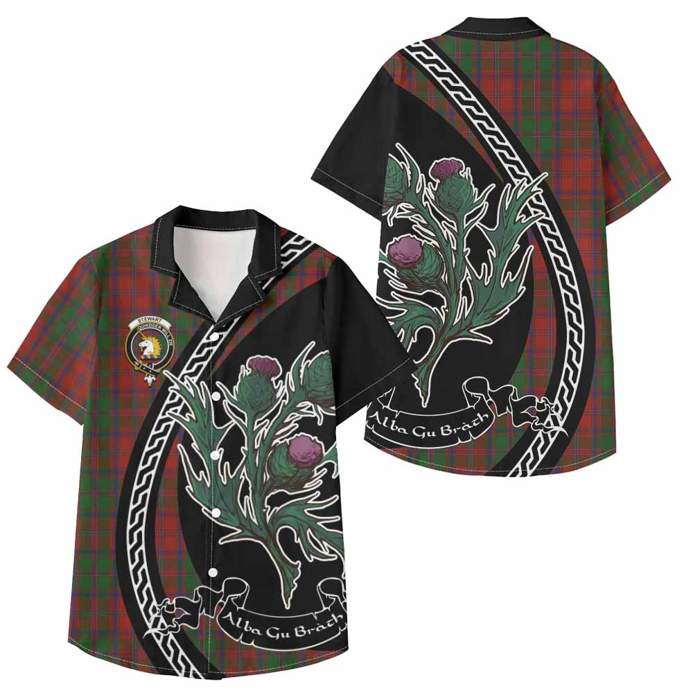 ScotsTee Shop Stewart (Stuart) of Appin Family Crest Tartan Kid Hawaiian Shirt Alba Thistle Inspired