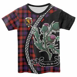 ScotsTee Shop Scottish Brown (Broun) Family Crest Tartan Cotton T-shirt Alba Thistle Inspired