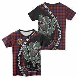 ScotsTee Shop Scottish Brown (Broun) Family Crest Tartan Cotton T-shirt Alba Thistle Inspired