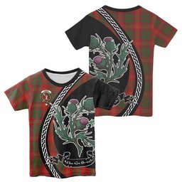 ScotsTee Shop Scottish Burns Family Crest Tartan Cotton T-shirt Alba Thistle Inspired