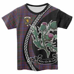 ScotsTee Shop Scottish Cumming Family Crest Tartan Cotton T-shirt Alba Thistle Inspired