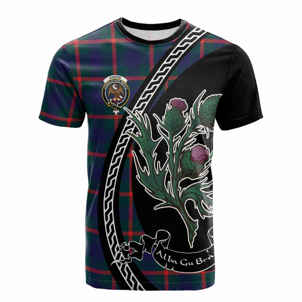 ScotsTee Shop Scottish Agnew Family Crest Tartan Cotton T-shirt Alba Thistle Inspired
