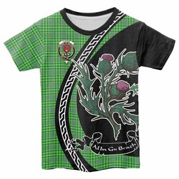 ScotsTee Shop Scottish Currie Family Crest Tartan Cotton T-shirt Alba Thistle Inspired