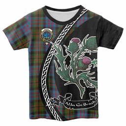 ScotsTee Shop Scottish Bowie Family Crest Tartan Cotton T-shirt Alba Thistle Inspired