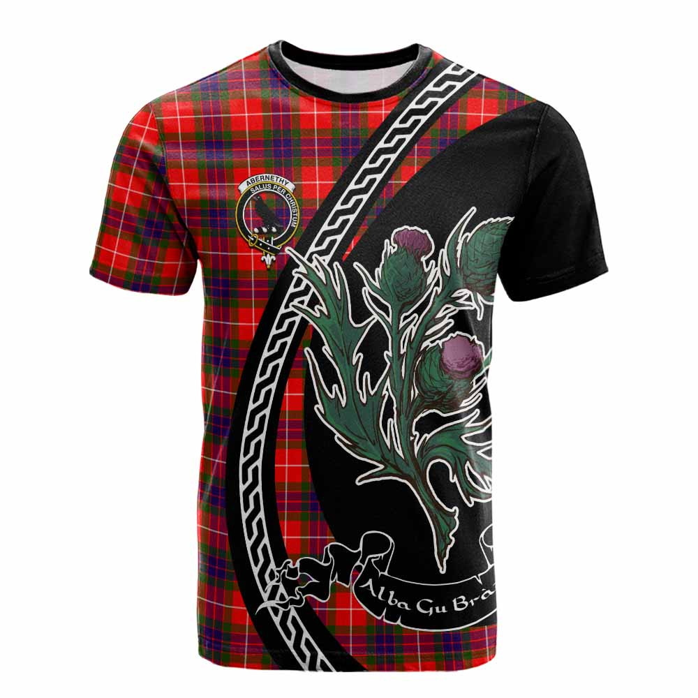 ScotsTee Shop Scottish Abernethy Family Crest Tartan Cotton T-shirt Alba Thistle Inspired