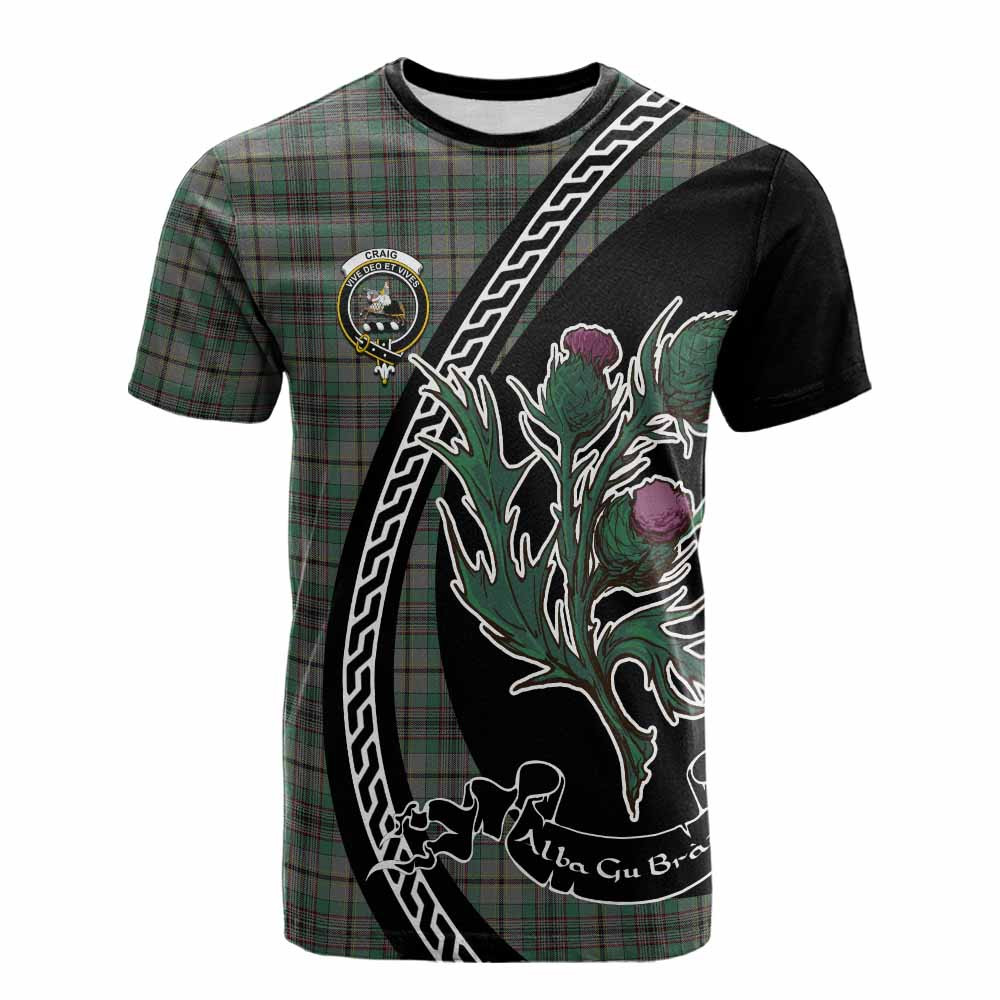 ScotsTee Shop Scottish Craig Family Crest Tartan Cotton T-shirt Alba Thistle Inspired