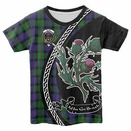 ScotsTee Shop Scottish Blair Family Crest Tartan Cotton T-shirt Alba Thistle Inspired