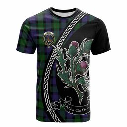 ScotsTee Shop Scottish Blair Family Crest Tartan Cotton T-shirt Alba Thistle Inspired